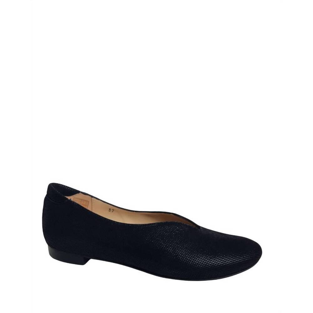 NEW PIESANTO women's textured dress flat shoes in black/bronze